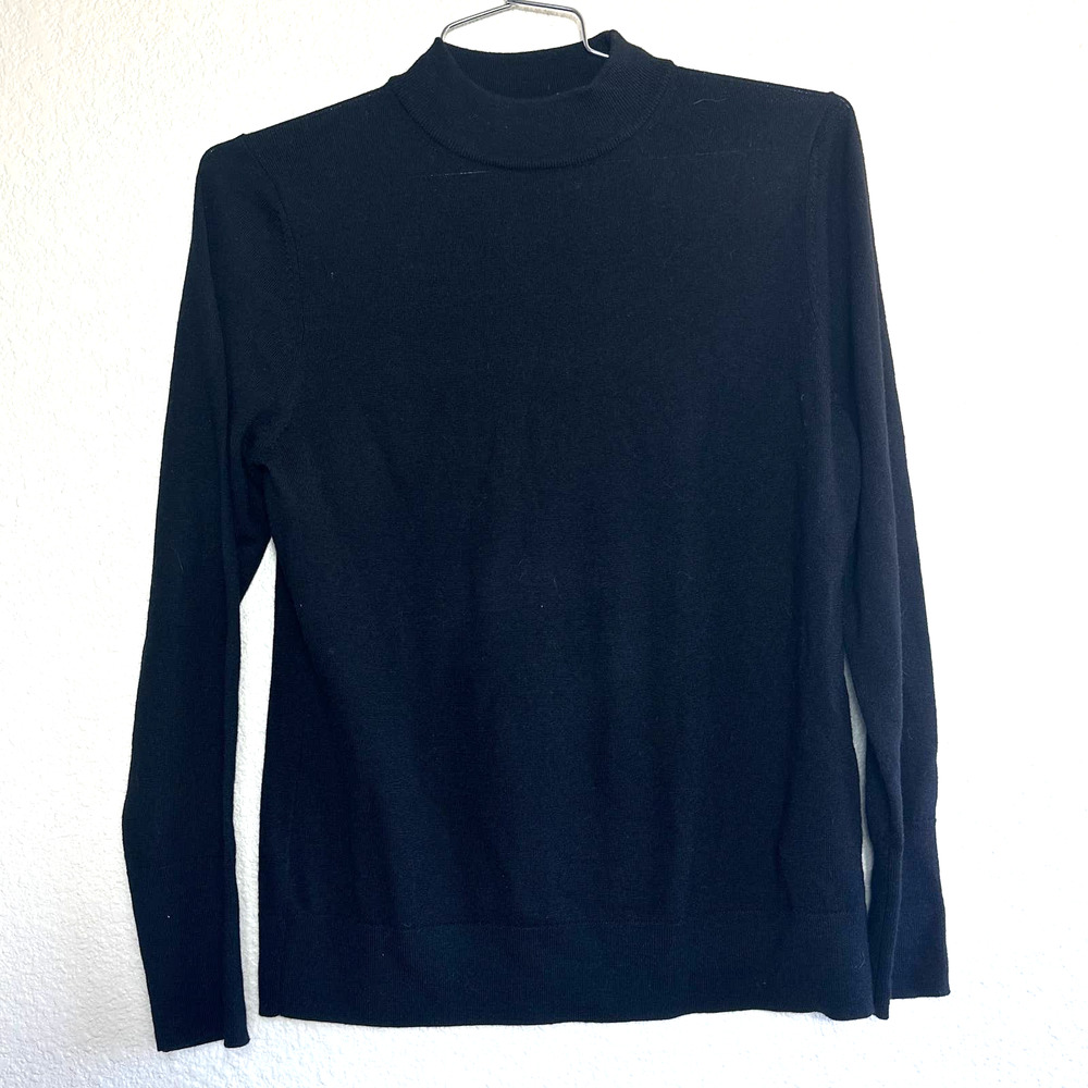 The FOLD London Black Mock Neck Wool Sweater Top Size Large